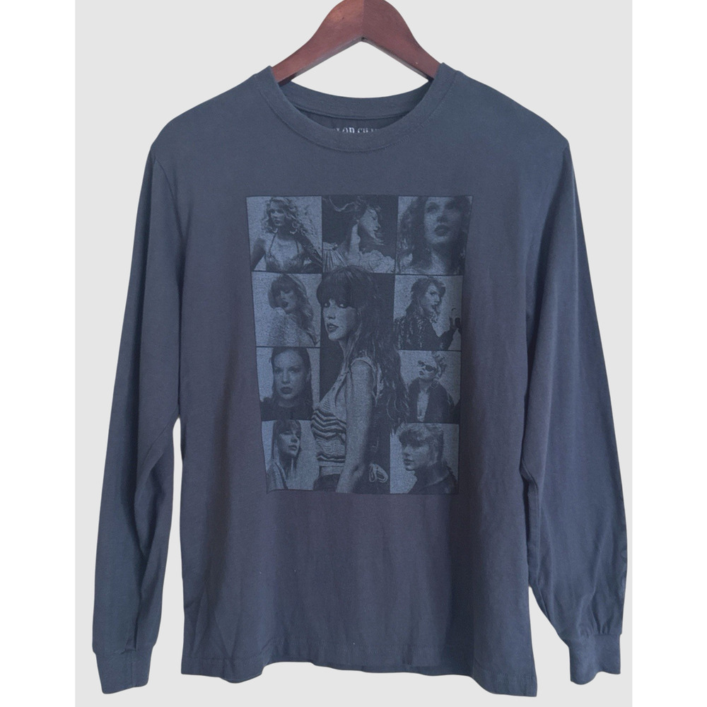 Taylor Swift The Eras Tour Merch Gray Long Sleeve Tee Cotton Unisex Young Size L